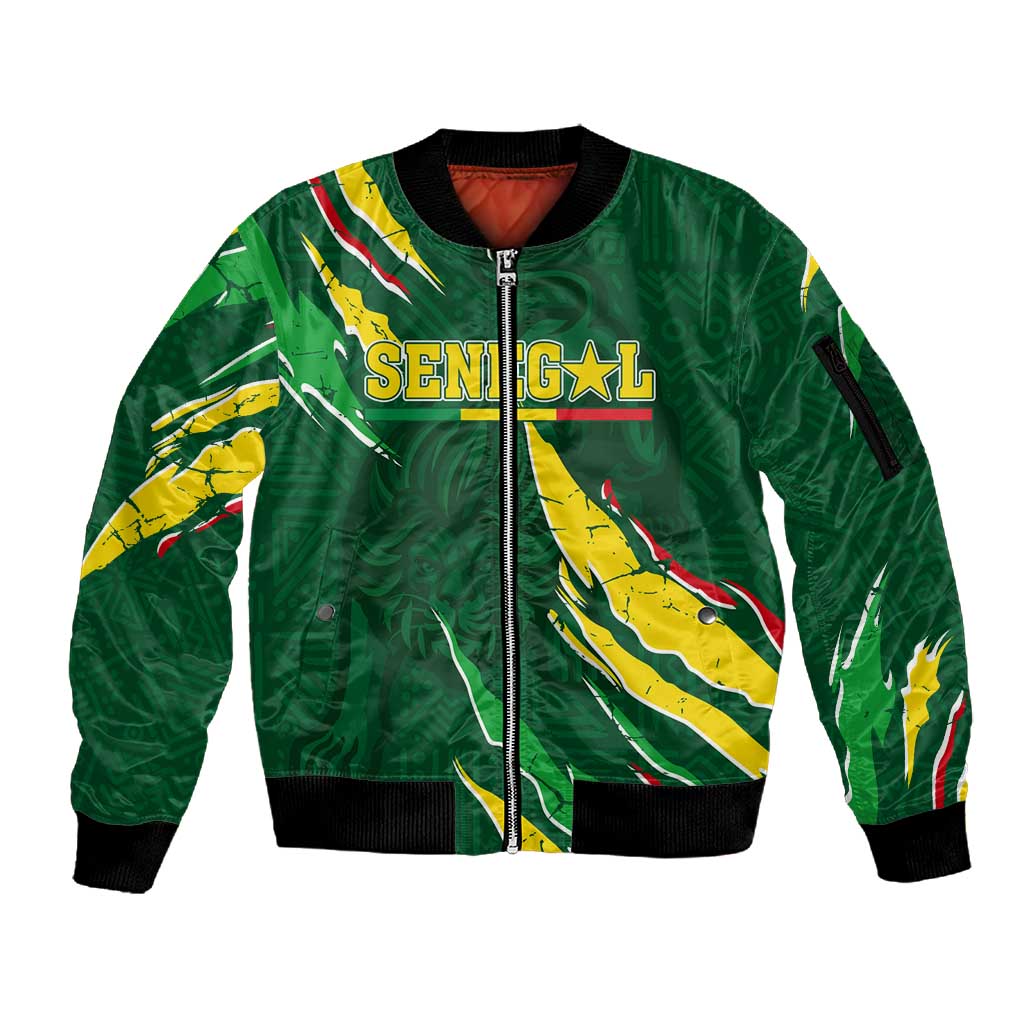 Custom Senegal Football Sleeve Zip Bomber Jacket Nations Cup 2024 Téranga Lions