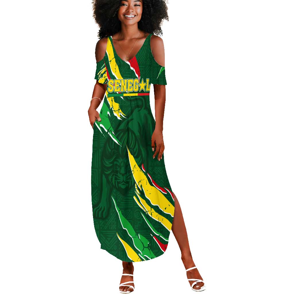 Custom Senegal Football Summer Maxi Dress Nations Cup 2024 Téranga Lions