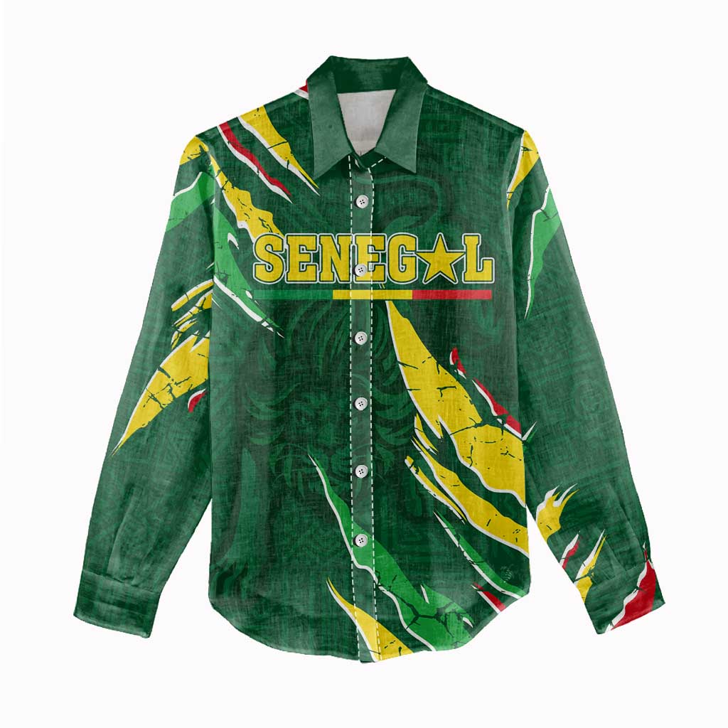 Custom Senegal Football Women Casual Shirt Nations Cup 2024 Tranga Lions LT7