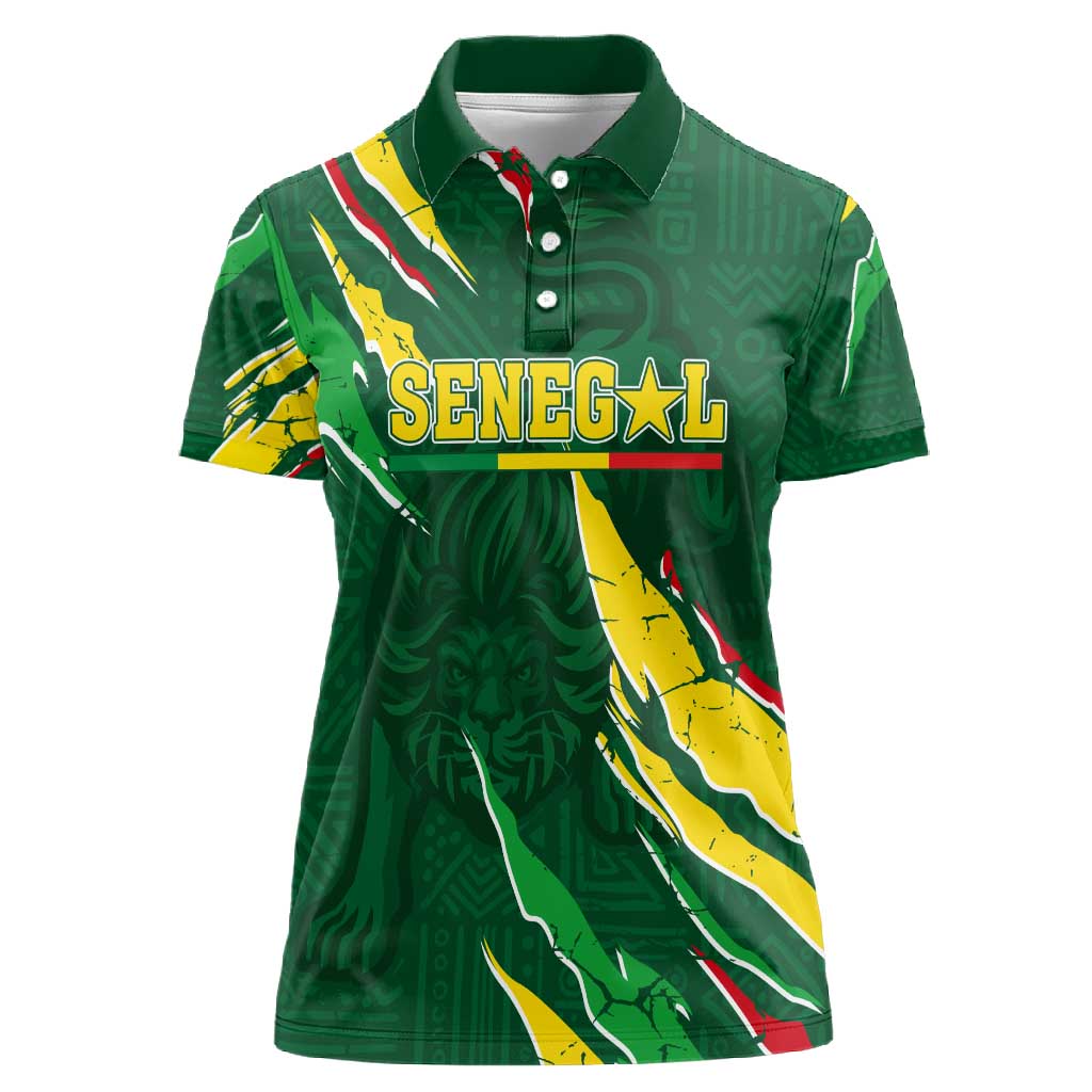 Custom Senegal Football Women Polo Shirt Nations Cup 2024 Téranga Lions