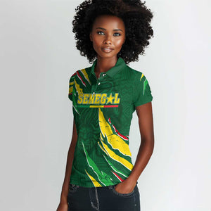 Custom Senegal Football Women Polo Shirt Nations Cup 2024 Téranga Lions