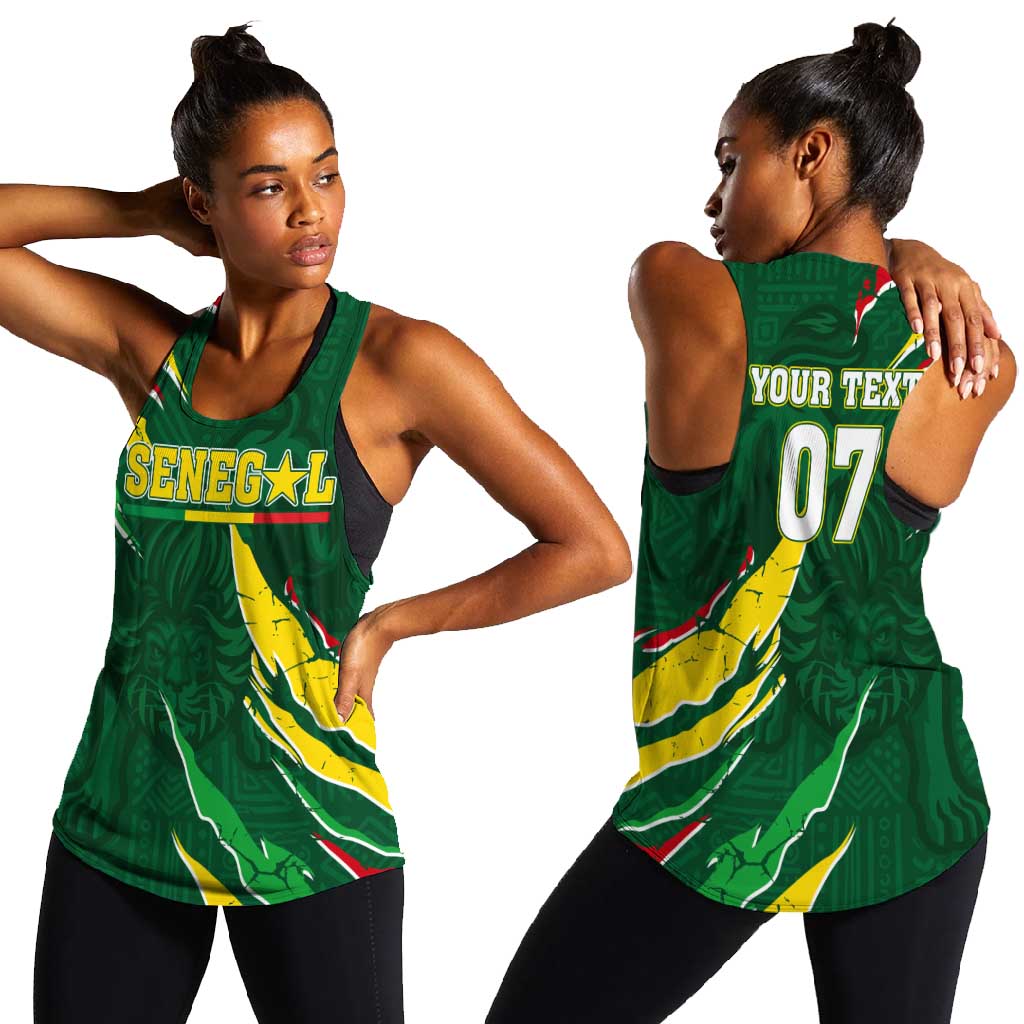 Custom Senegal Football Women Racerback Tank Nations Cup 2024 Téranga Lions