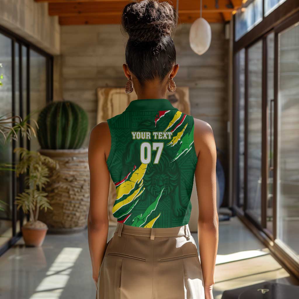 Custom Senegal Football Women Sleeveless Polo Shirt Nations Cup 2024 Téranga Lions