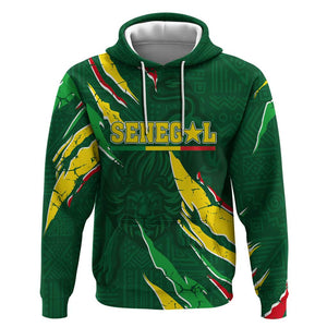 Custom Senegal Football Zip Hoodie Nations Cup 2024 Téranga Lions