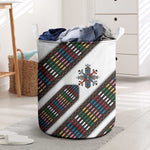 Habesha Kemis Inspired Tilet Pattern Laundry Basket White