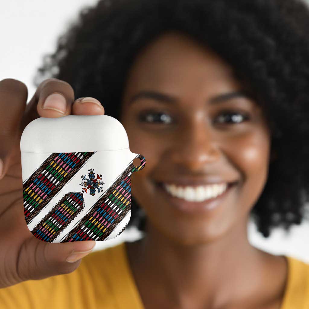 Habesha Kemis Inspired Tilet Pattern AirPods Case White