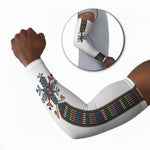 Habesha Kemis Inspired Tilet Pattern Arm Sleeves White