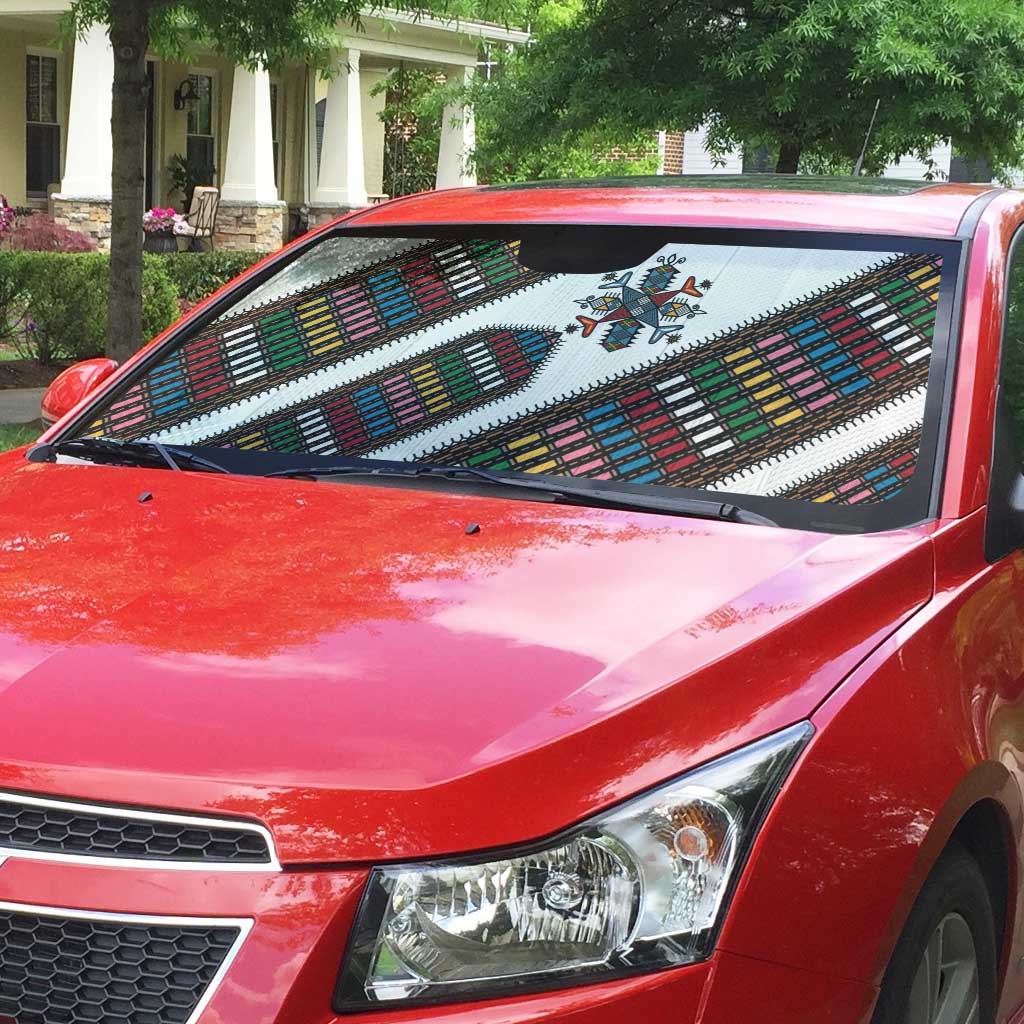 Habesha Kemis Inspired Tilet Pattern Auto Sun Shade White