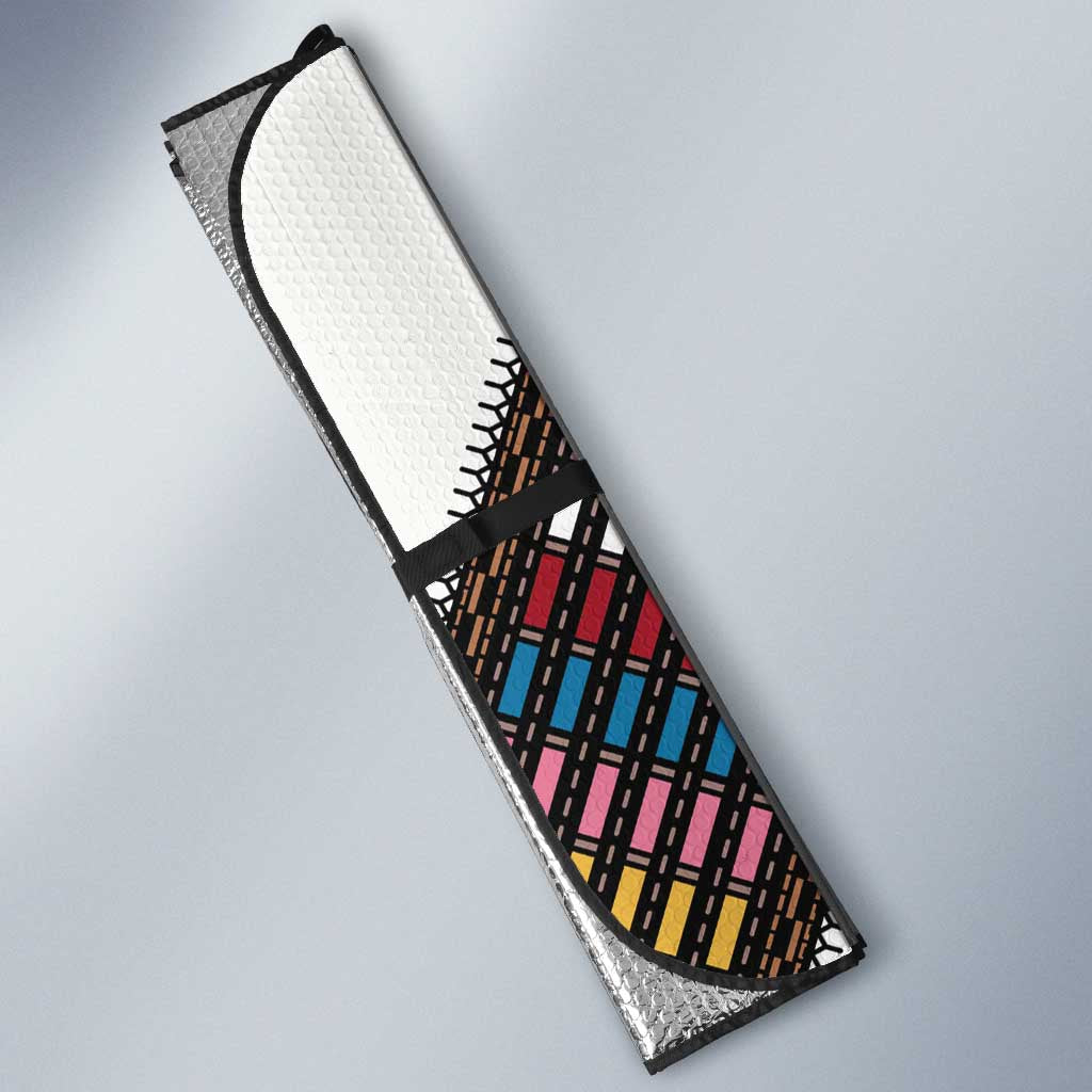 Habesha Kemis Inspired Tilet Pattern Auto Sun Shade White