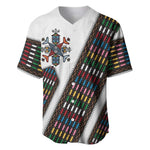 Habesha Kemis Inspired Tilet Pattern Baseball Jersey White