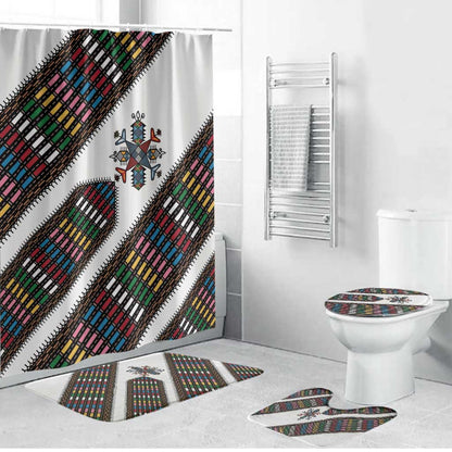 Habesha Kemis Inspired Tilet Pattern Bathroom Set White