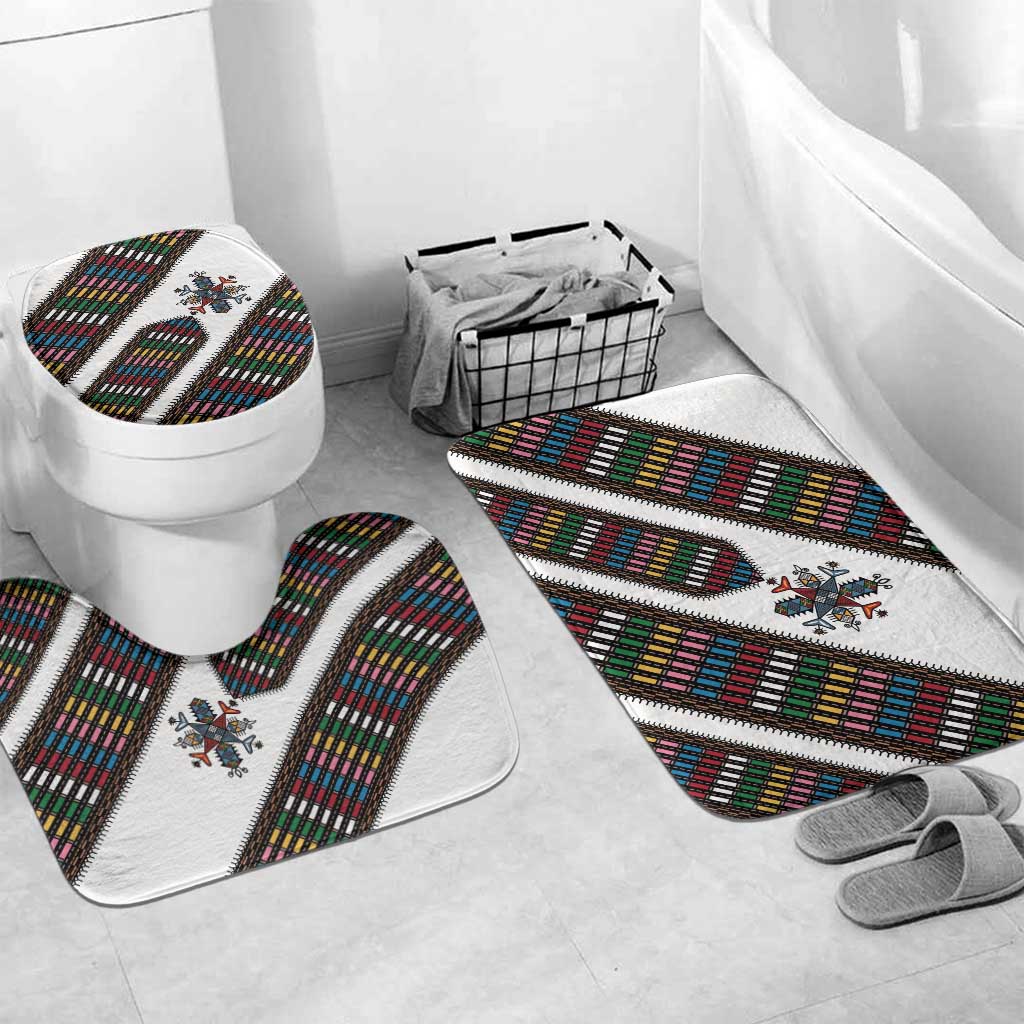 Habesha Kemis Inspired Tilet Pattern Bathroom Set White
