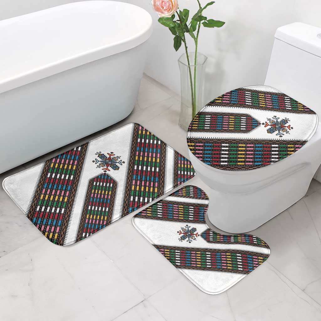 Habesha Kemis Inspired Tilet Pattern Bathroom Set White
