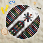 Habesha Kemis Inspired Tilet Pattern Beach Blanket White