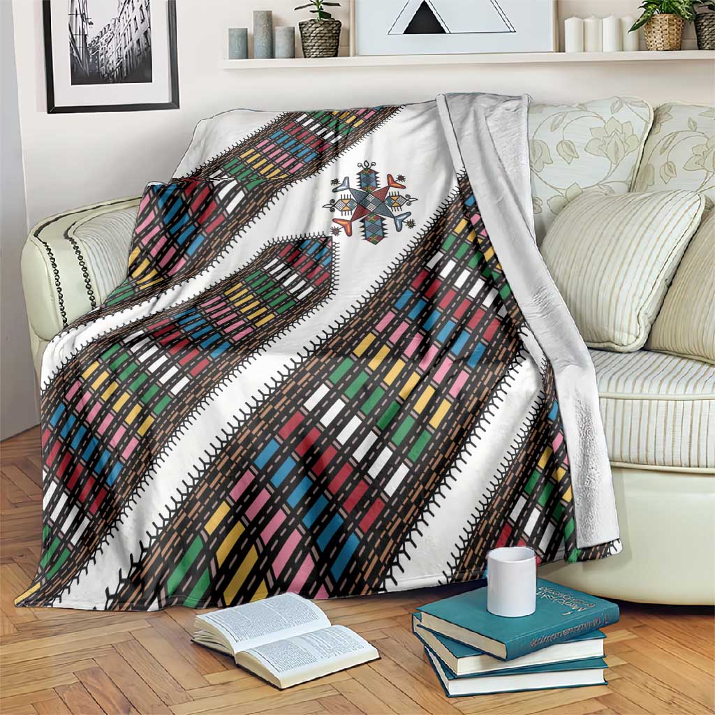 Habesha Kemis Inspired Tilet Pattern Blanket White