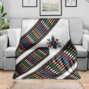 Habesha Kemis Inspired Tilet Pattern Blanket White