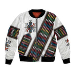 Habesha Kemis Inspired Tilet Pattern Bomber Jacket White