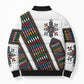 Habesha Kemis Inspired Tilet Pattern Bomber Puffer Jacket White