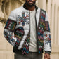 Habesha Kemis Inspired Tilet Pattern Bomber Puffer Jacket White