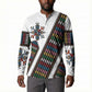 Habesha Kemis Inspired Tilet Pattern Button Sweatshirt White