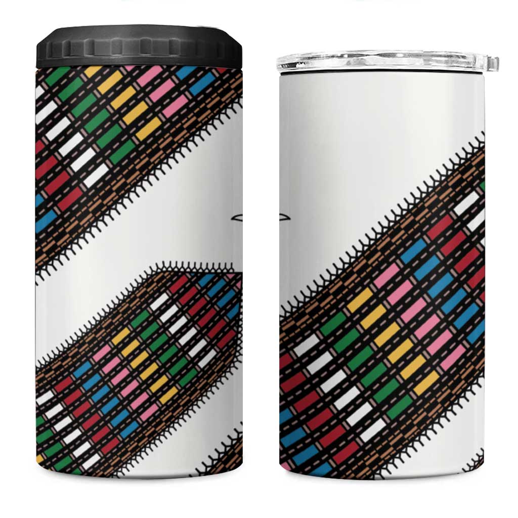 Habesha Kemis Inspired Tilet Pattern 4 in 1 Can Cooler Tumbler White