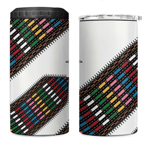 Habesha Kemis Inspired Tilet Pattern 4 in 1 Can Cooler Tumbler White