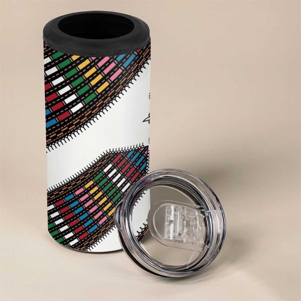 Habesha Kemis Inspired Tilet Pattern 4 in 1 Can Cooler Tumbler White