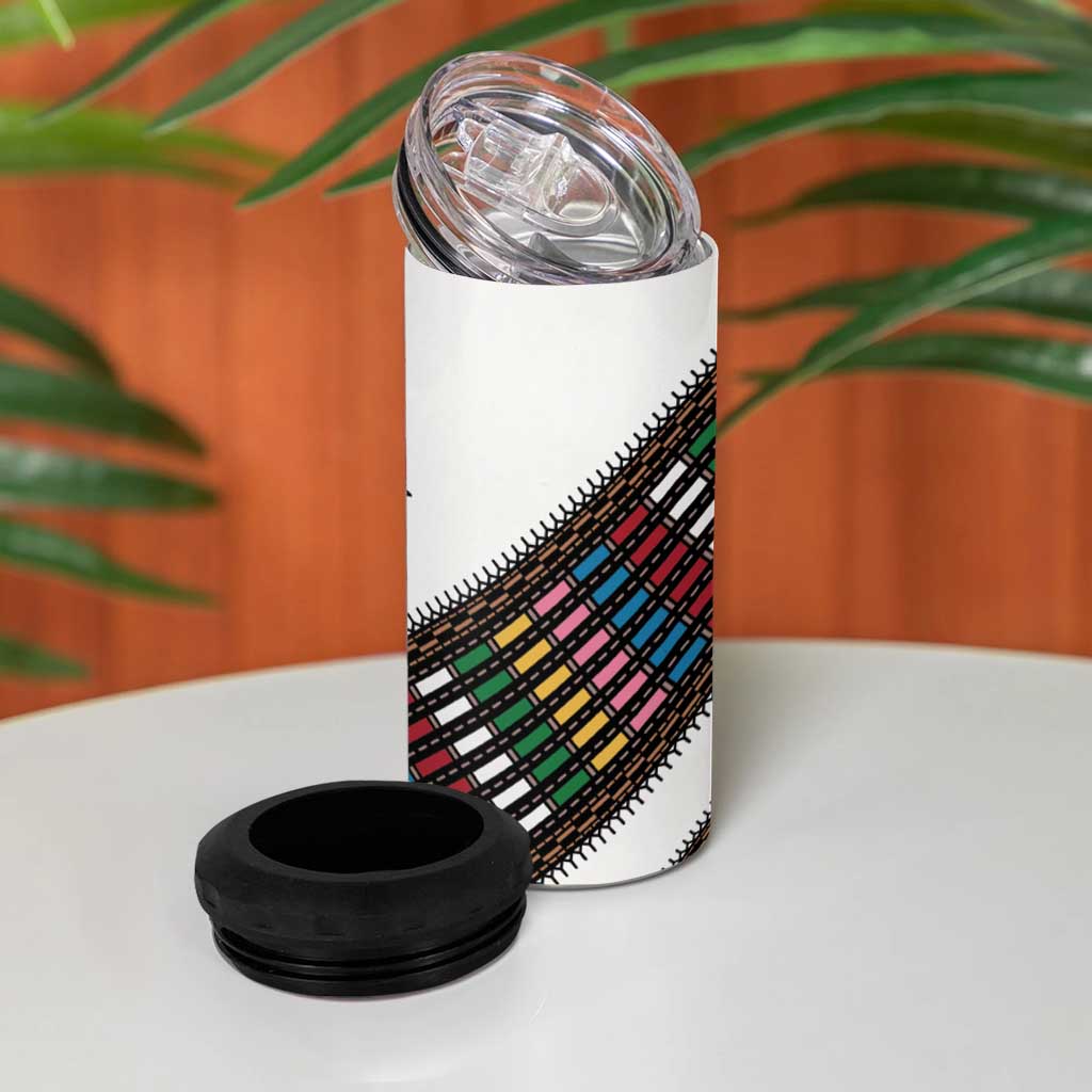 Habesha Kemis Inspired Tilet Pattern 4 in 1 Can Cooler Tumbler White