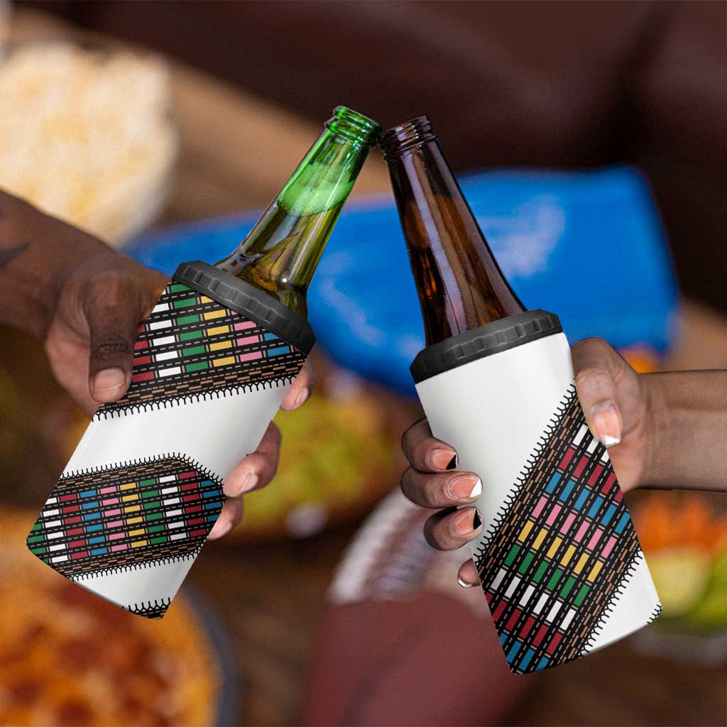 Habesha Kemis Inspired Tilet Pattern 4 in 1 Can Cooler Tumbler White