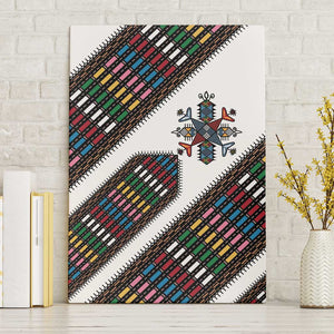 Habesha Kemis Inspired Tilet Pattern Canvas Wall Art White