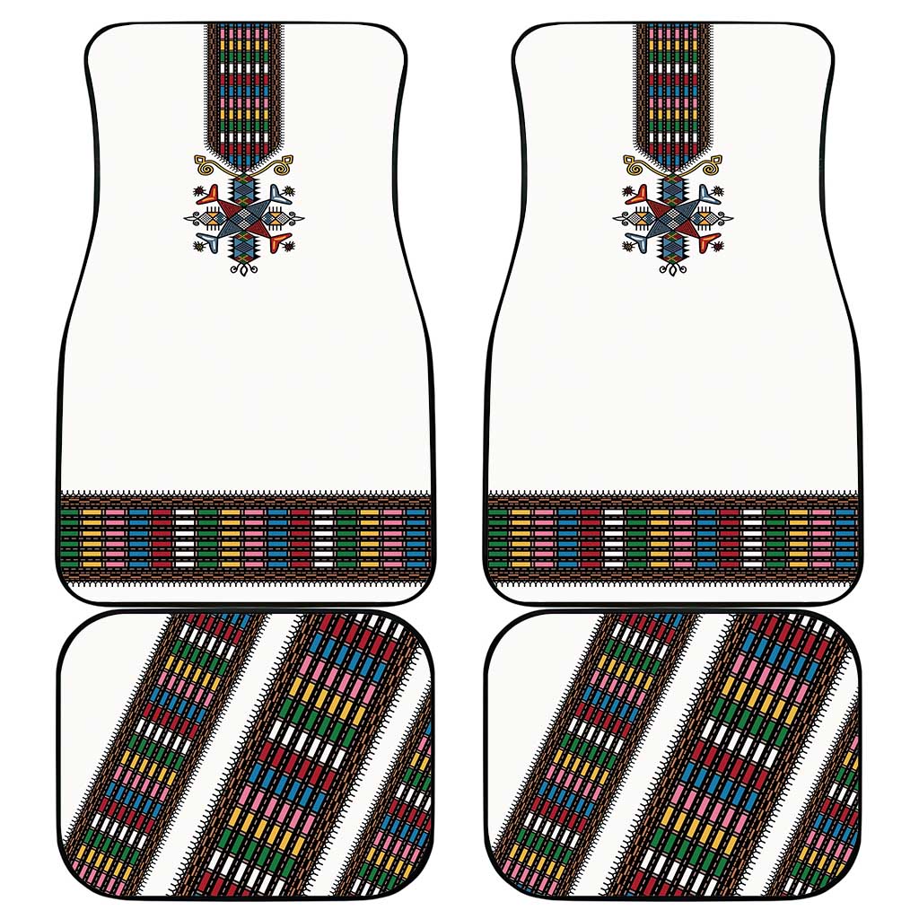 Habesha Kemis Inspired Tilet Pattern Car Mats White
