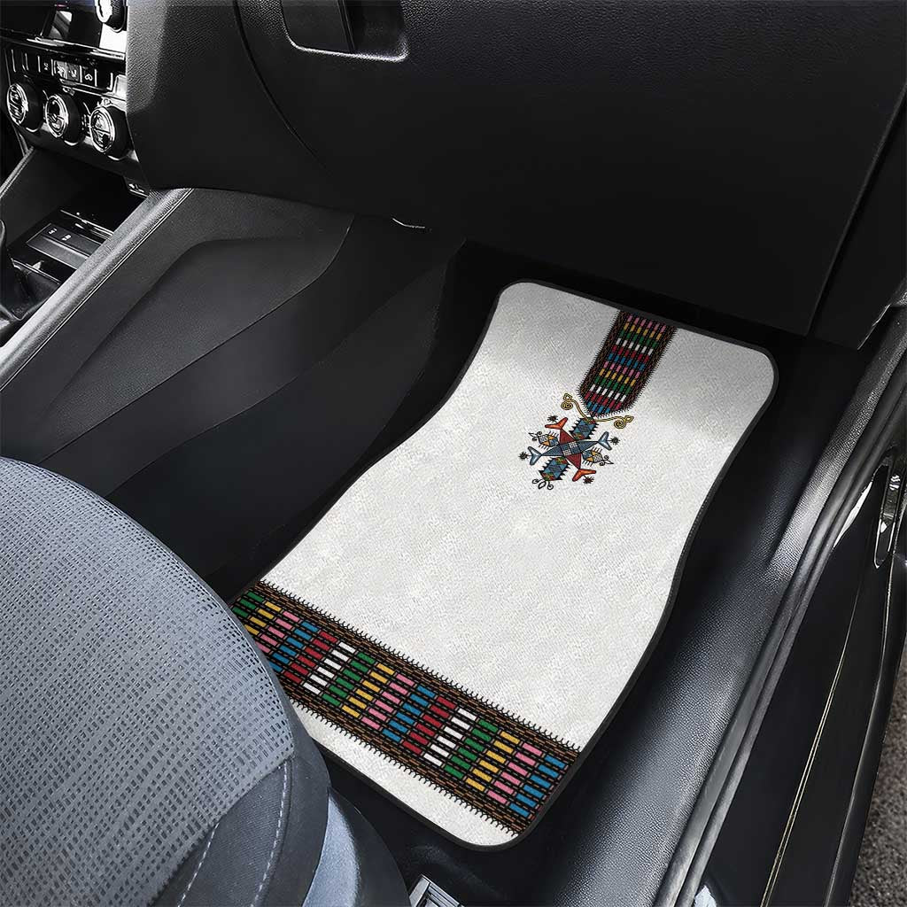 Habesha Kemis Inspired Tilet Pattern Car Mats White