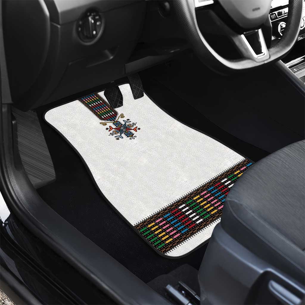 Habesha Kemis Inspired Tilet Pattern Car Mats White