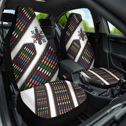 Habesha Kemis Inspired Tilet Pattern Car Seat Cover White