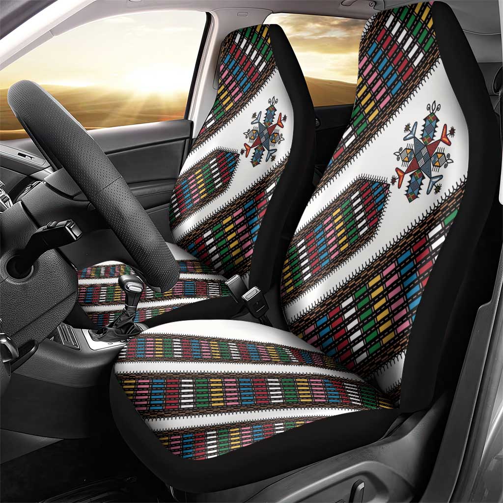 Habesha Kemis Inspired Tilet Pattern Car Seat Cover White