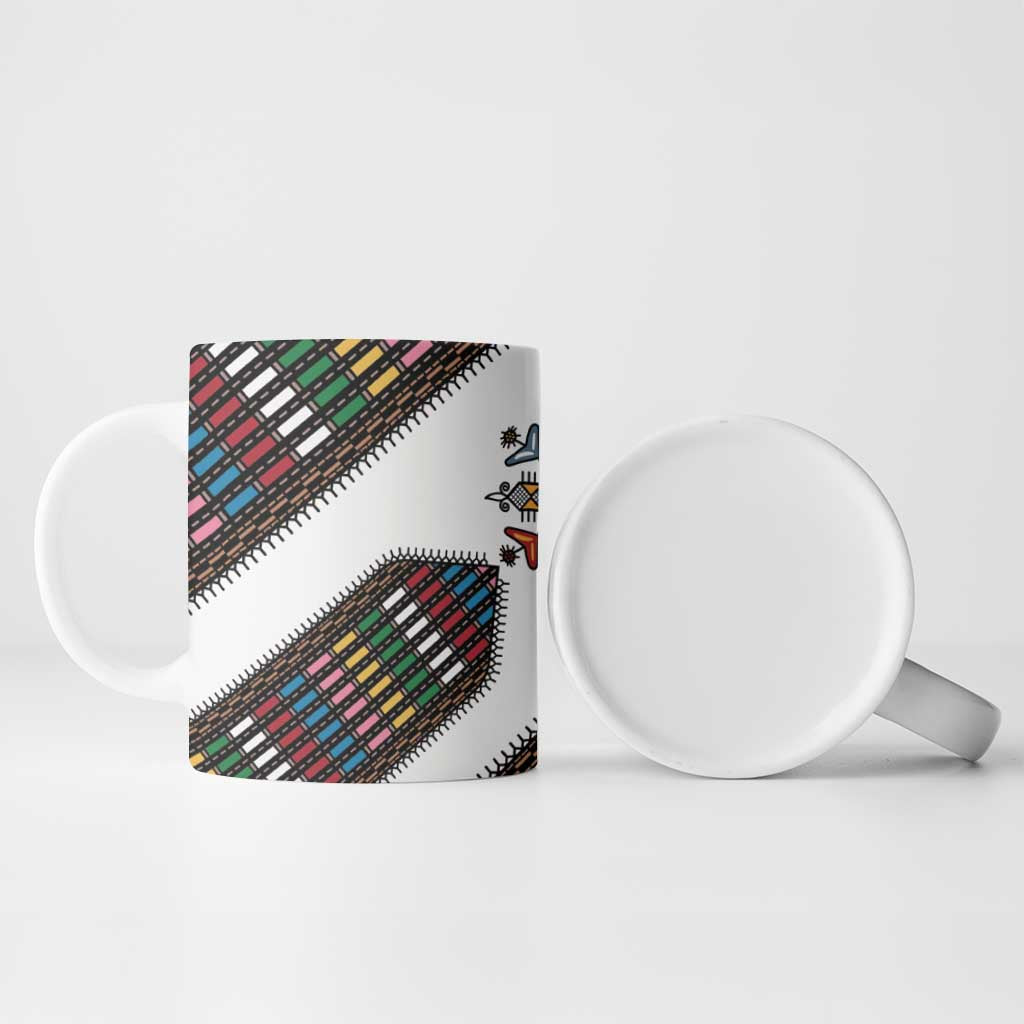 Habesha Kemis Inspired Tilet Pattern Ceramic Mug White