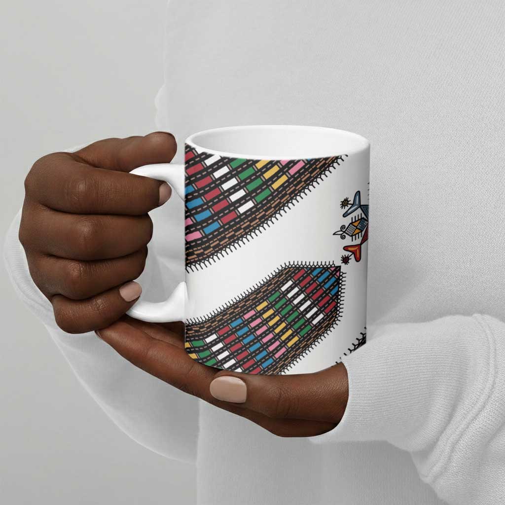 Habesha Kemis Inspired Tilet Pattern Ceramic Mug White