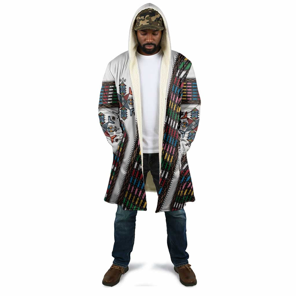 Habesha Kemis Inspired Tilet Pattern Cloak White