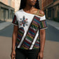 Habesha Kemis Inspired Tilet Pattern Cross Shoulder Shirt White