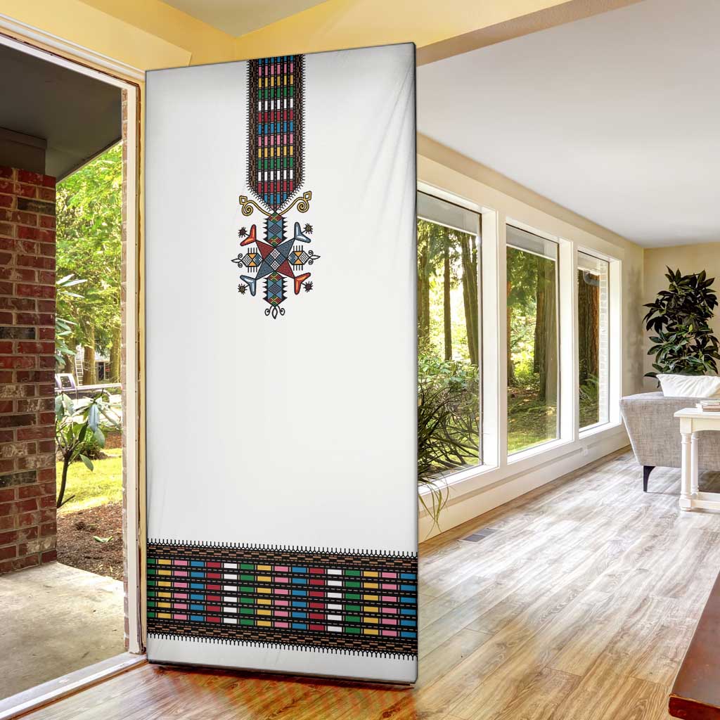 Habesha Kemis Inspired Tilet Pattern Door Cover White