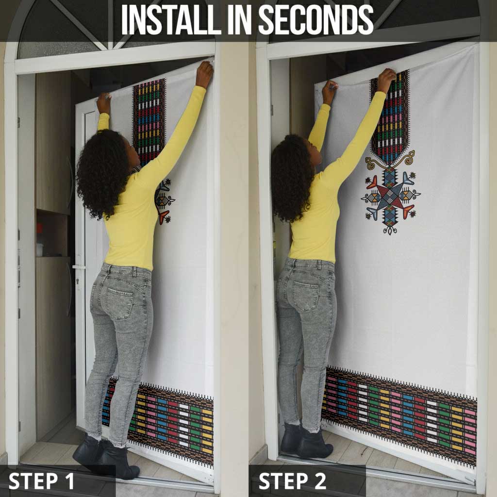 Habesha Kemis Inspired Tilet Pattern Door Cover White