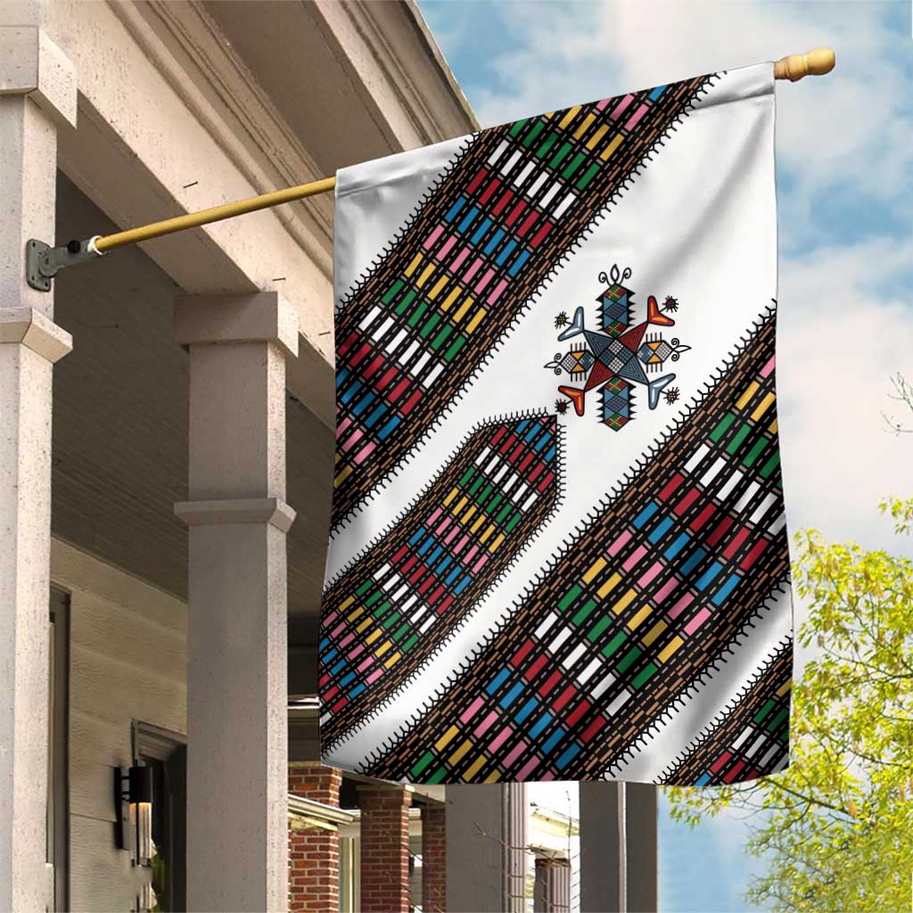 Habesha Kemis Inspired Tilet Pattern Garden Flag White