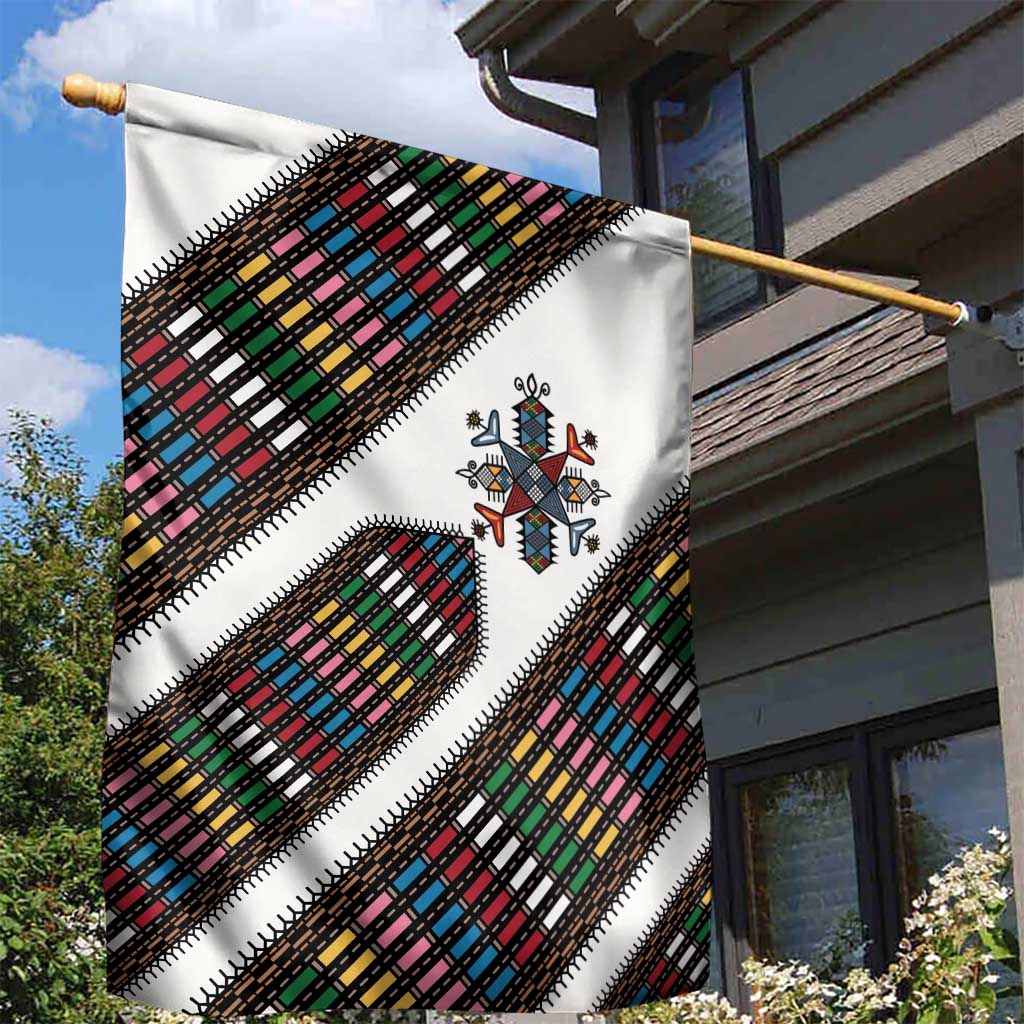 Habesha Kemis Inspired Tilet Pattern Garden Flag White