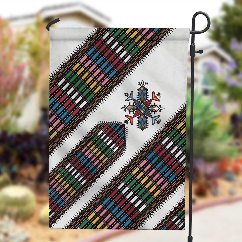 Habesha Kemis Inspired Tilet Pattern Garden Flag White