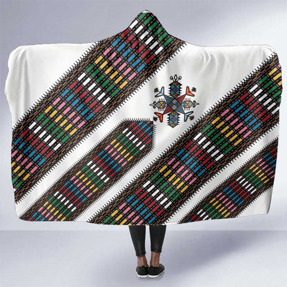 Habesha Kemis Inspired Tilet Pattern Hooded Blanket White