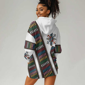 Habesha Kemis Inspired Tilet Pattern Hoodie Dress White