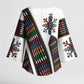Habesha Kemis Inspired Tilet Pattern Kimono Sleeve Blouse White