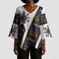 Habesha Kemis Inspired Tilet Pattern Kimono Sleeve Blouse White