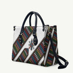 Habesha Kemis Inspired Tilet Pattern Leather Bag White