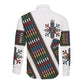 Habesha Kemis Inspired Tilet Pattern Long Sleeve Button Shirt White